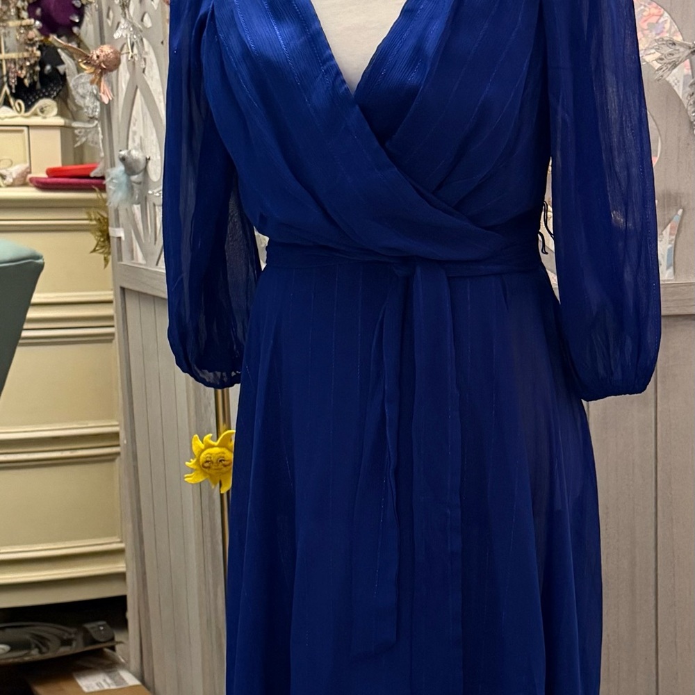 Elegant Blue Wrap Dress